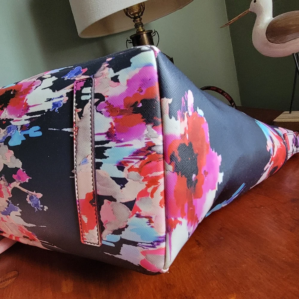 Kate Spade Adaira Laurel Way Floral Tote Blue Multi Coated Canvas Crossbody
